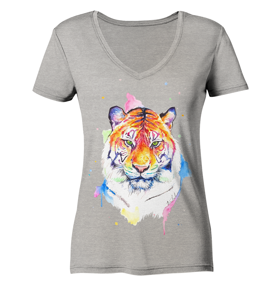 Bunter Tiger - Ladies Organic V-Neck Shirt