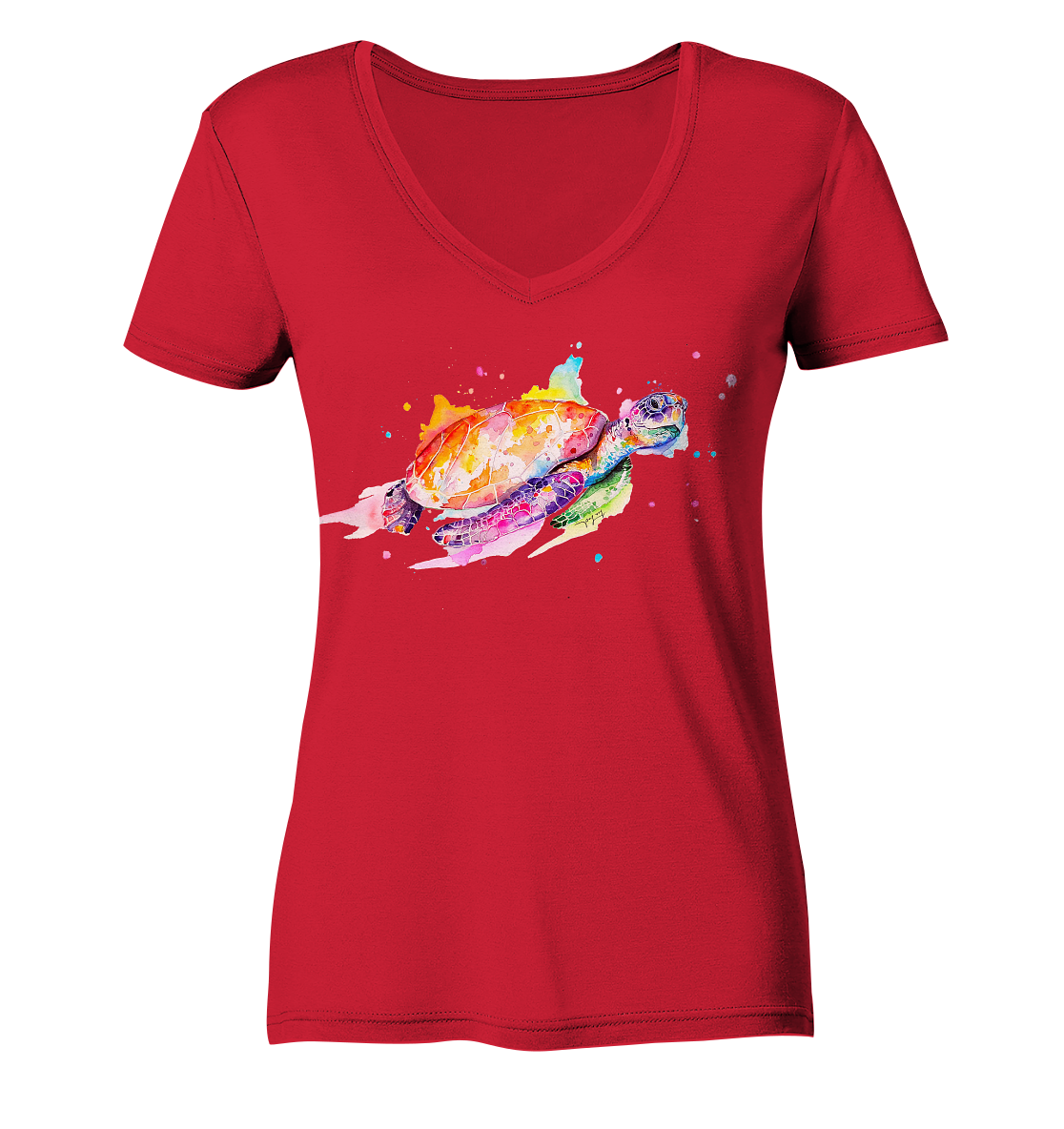 Bunte Meeresschildkröte - Ladies Organic V-Neck Shirt