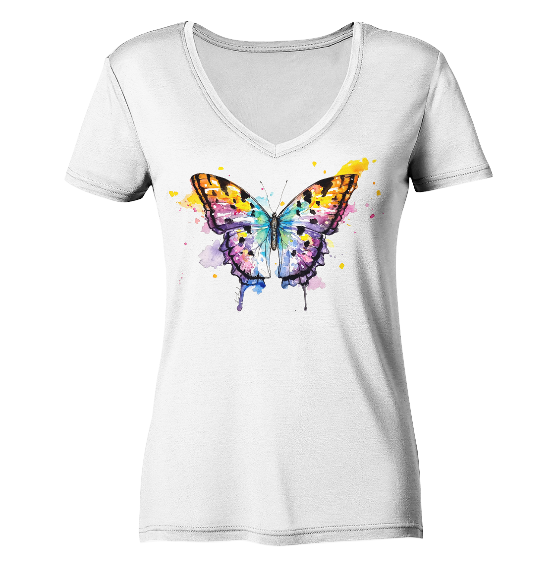 Bunter Schmetterling - Ladies Organic V-Neck Shirt