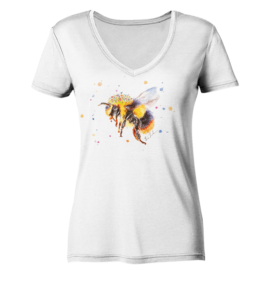 Blumenbiene - Ladies Organic V-Neck Shirt