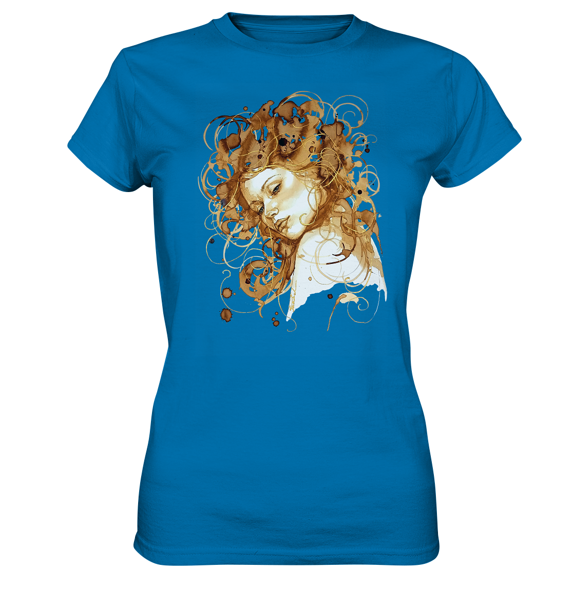 Kaffeemotiv Portrait mit goldenen Haaren - Ladies Premium Shirt