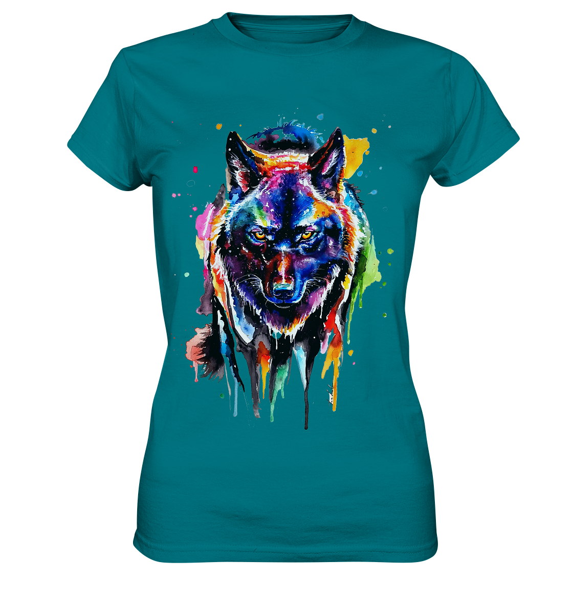 Bunter schwarzer Wolf - Ladies Premium Shirt