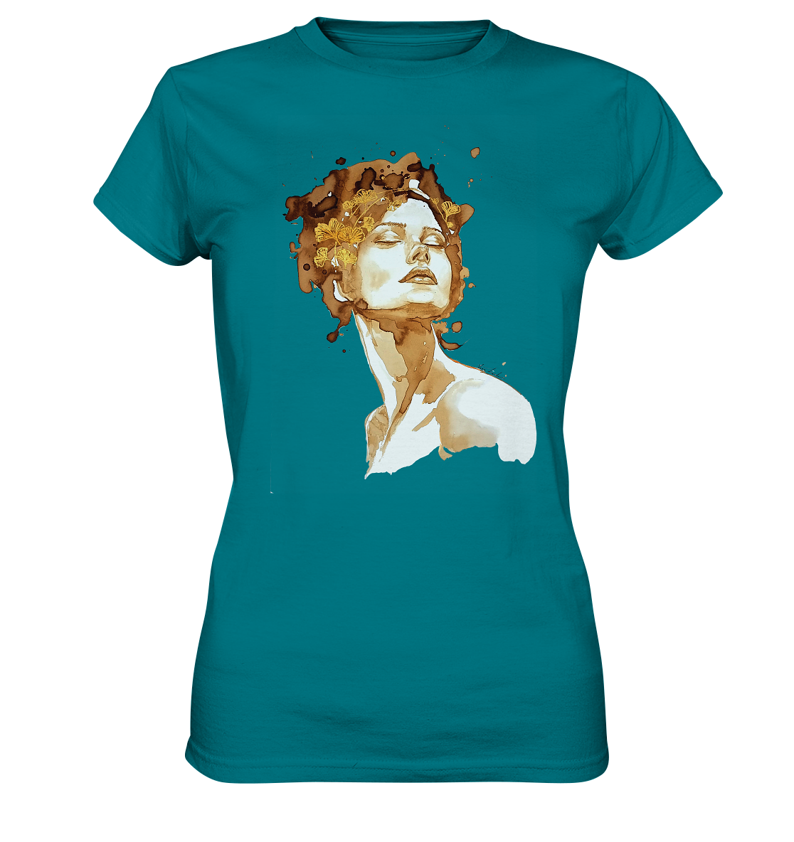 Kaffeemotiv Portrait mit Ginko - Ladies Premium Shirt