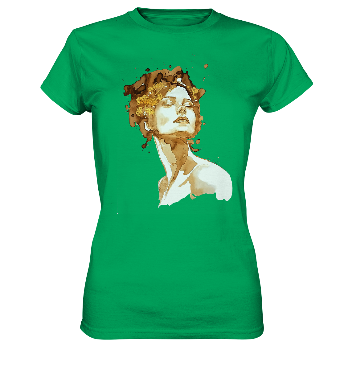Kaffeemotiv Portrait mit Ginko - Ladies Premium Shirt