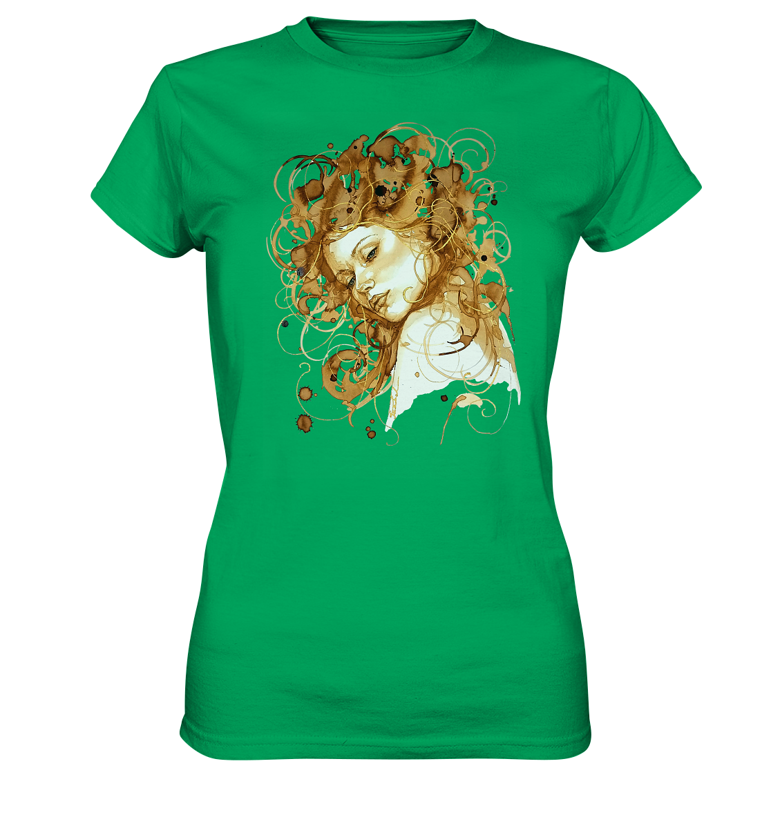 Kaffeemotiv Portrait mit goldenen Haaren - Ladies Premium Shirt