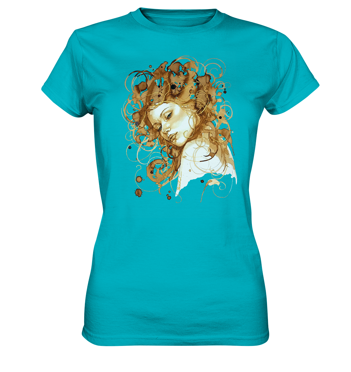 Kaffeemotiv Portrait mit goldenen Haaren - Ladies Premium Shirt
