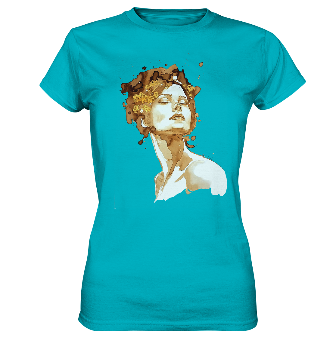Kaffeemotiv Portrait mit Ginko - Ladies Premium Shirt