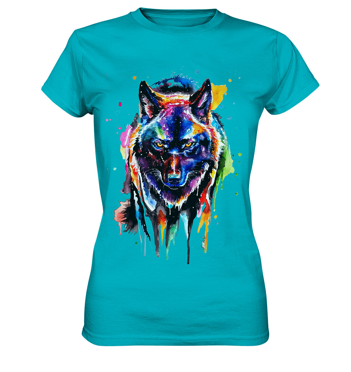 Bunter schwarzer Wolf - Ladies Premium Shirt