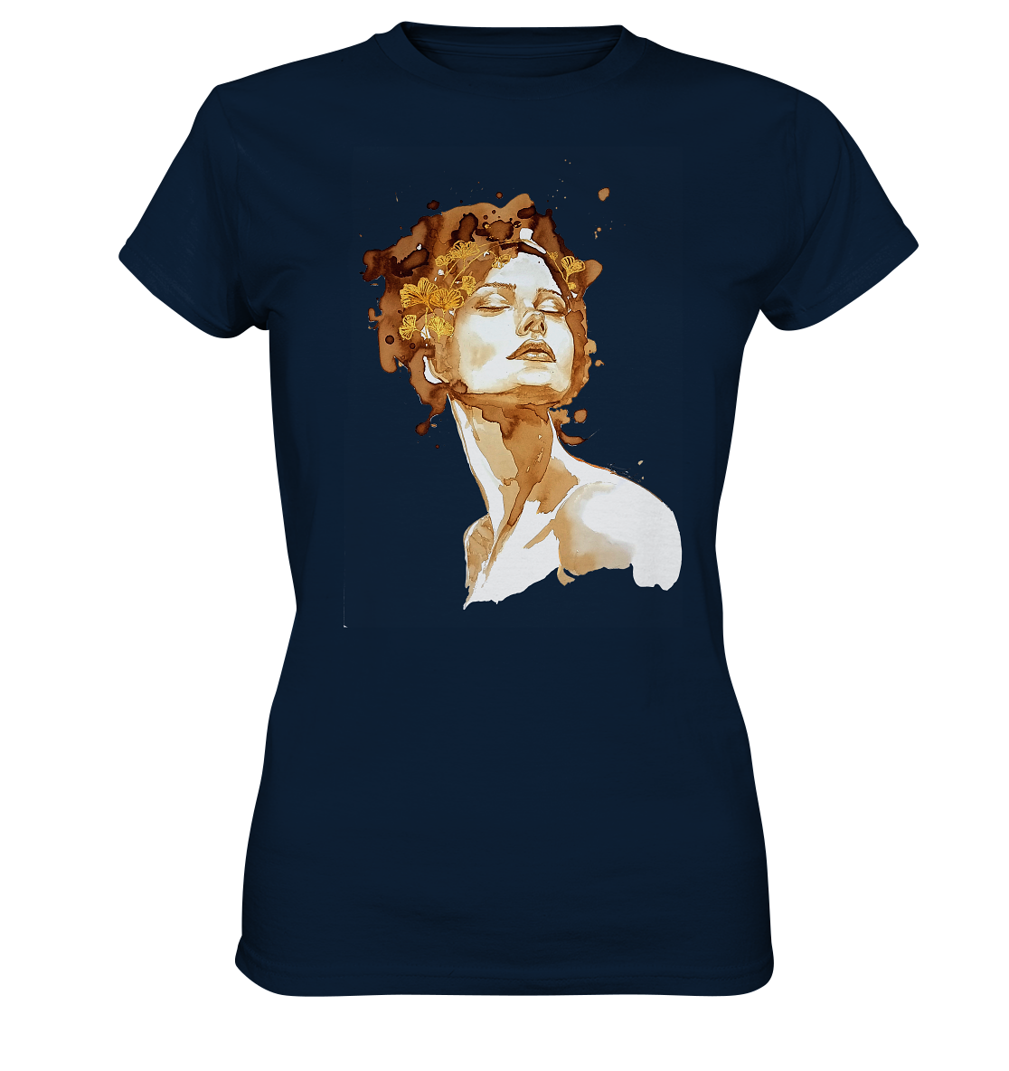 Kaffeemotiv Portrait mit Ginko - Ladies Premium Shirt