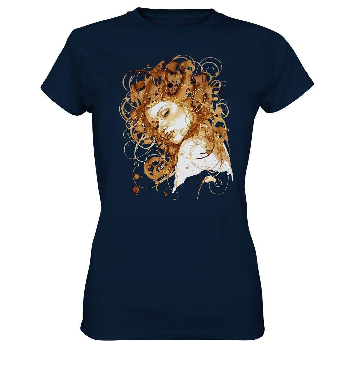 Kaffeemotiv Portrait mit goldenen Haaren - Ladies Premium Shirt