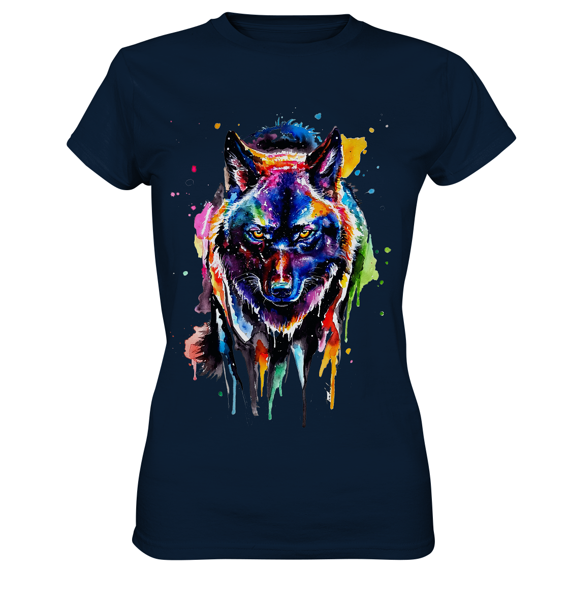 Bunter schwarzer Wolf - Ladies Premium Shirt