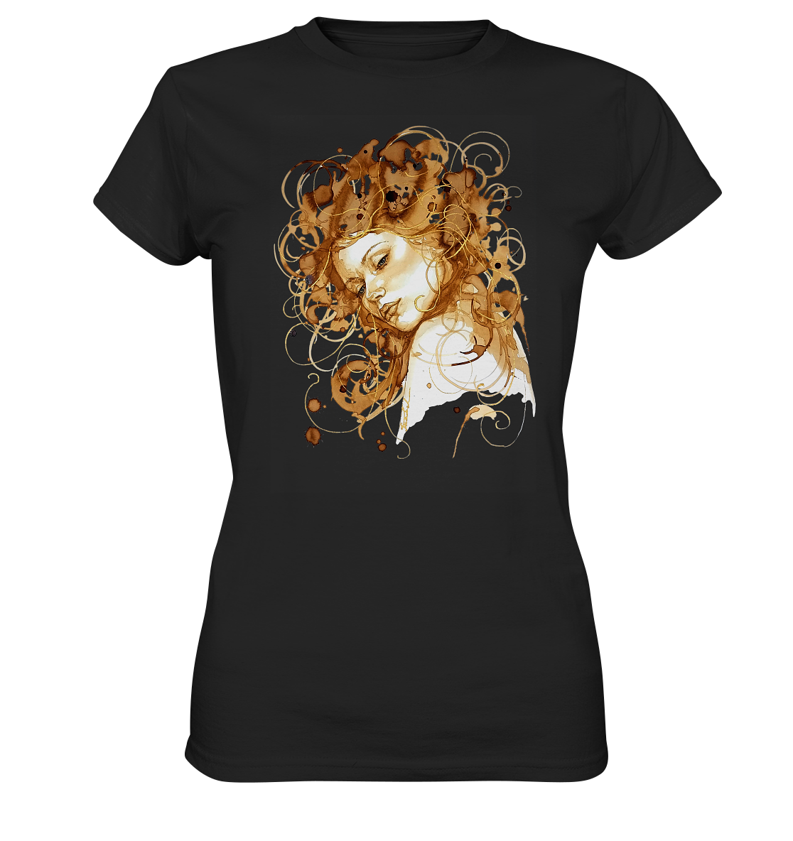 Kaffeemotiv Portrait mit goldenen Haaren - Ladies Premium Shirt