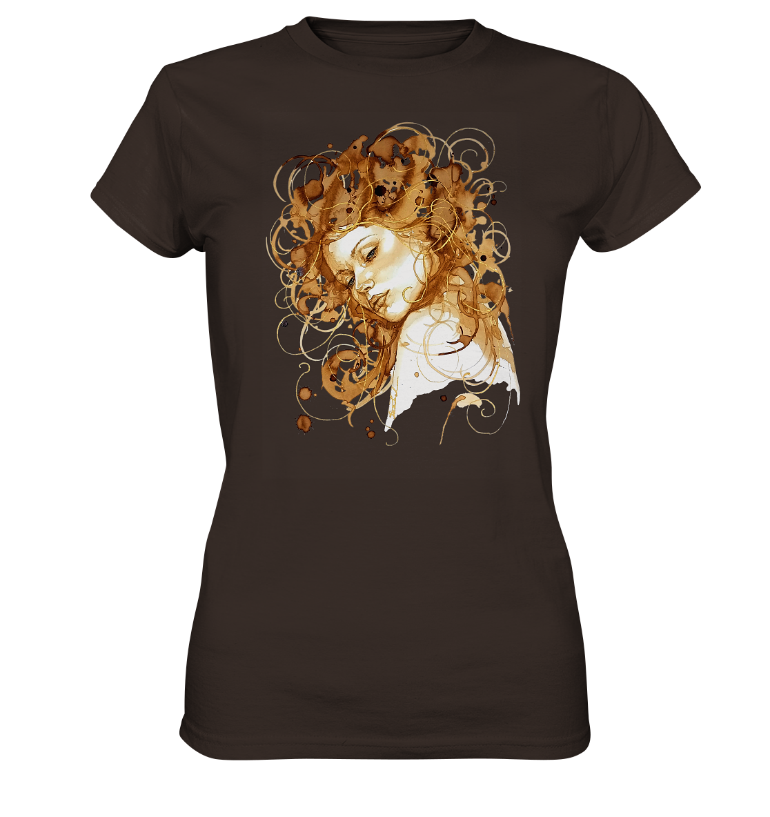 Kaffeemotiv Portrait mit goldenen Haaren - Ladies Premium Shirt