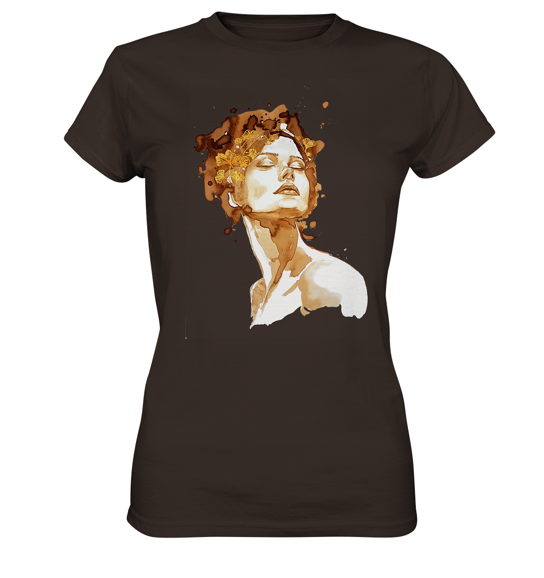 Kaffeemotiv Portrait mit Ginko - Ladies Premium Shirt