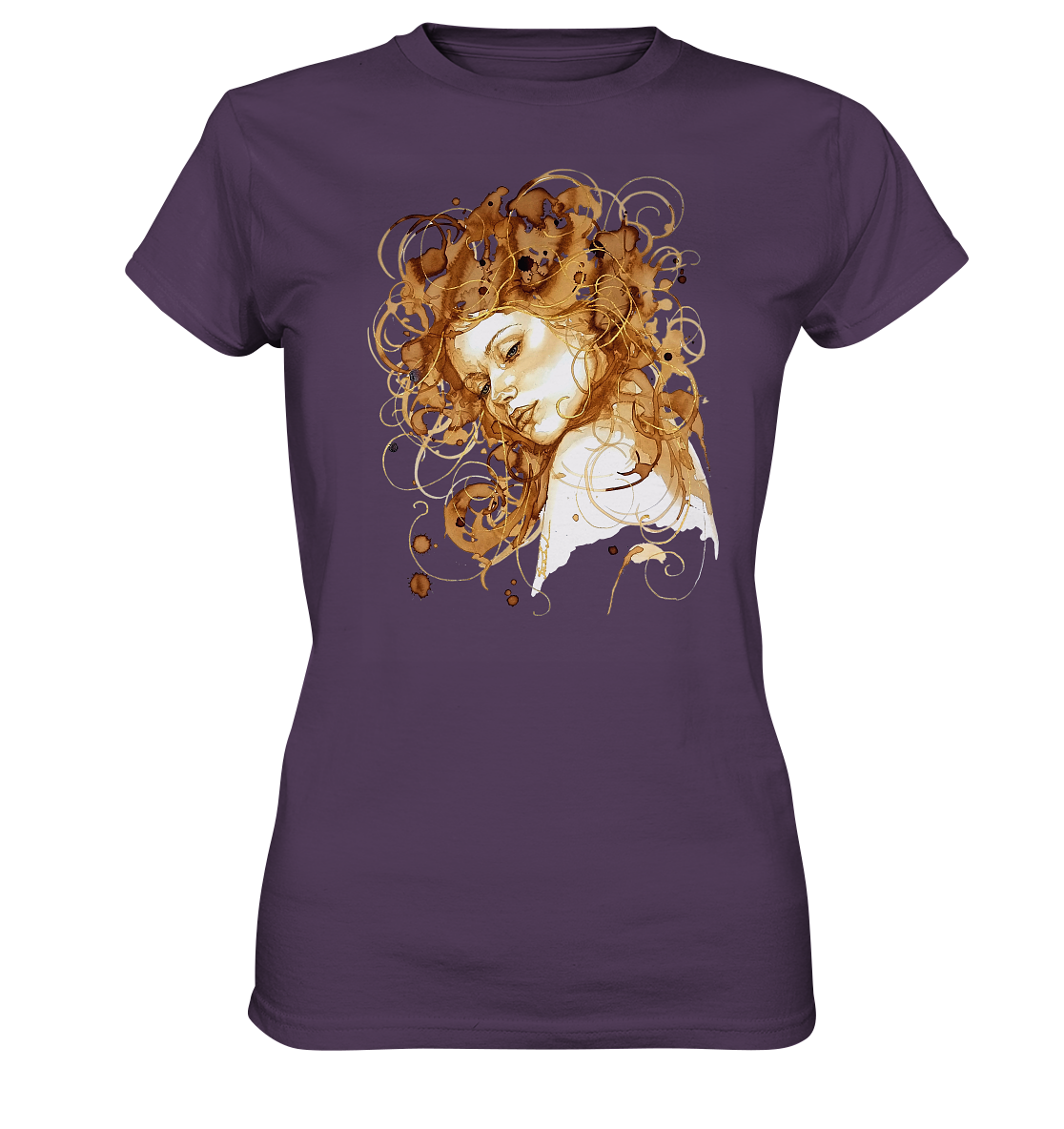 Kaffeemotiv Portrait mit goldenen Haaren - Ladies Premium Shirt
