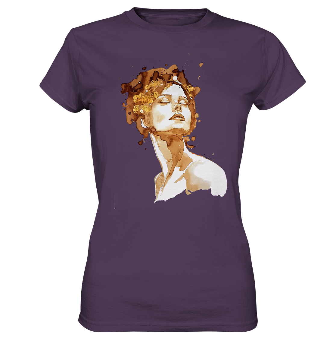 Kaffeemotiv Portrait mit Ginko - Ladies Premium Shirt