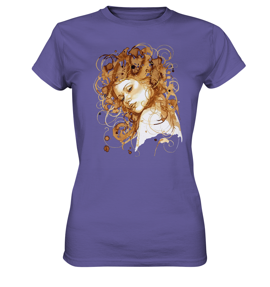 Kaffeemotiv Portrait mit goldenen Haaren - Ladies Premium Shirt