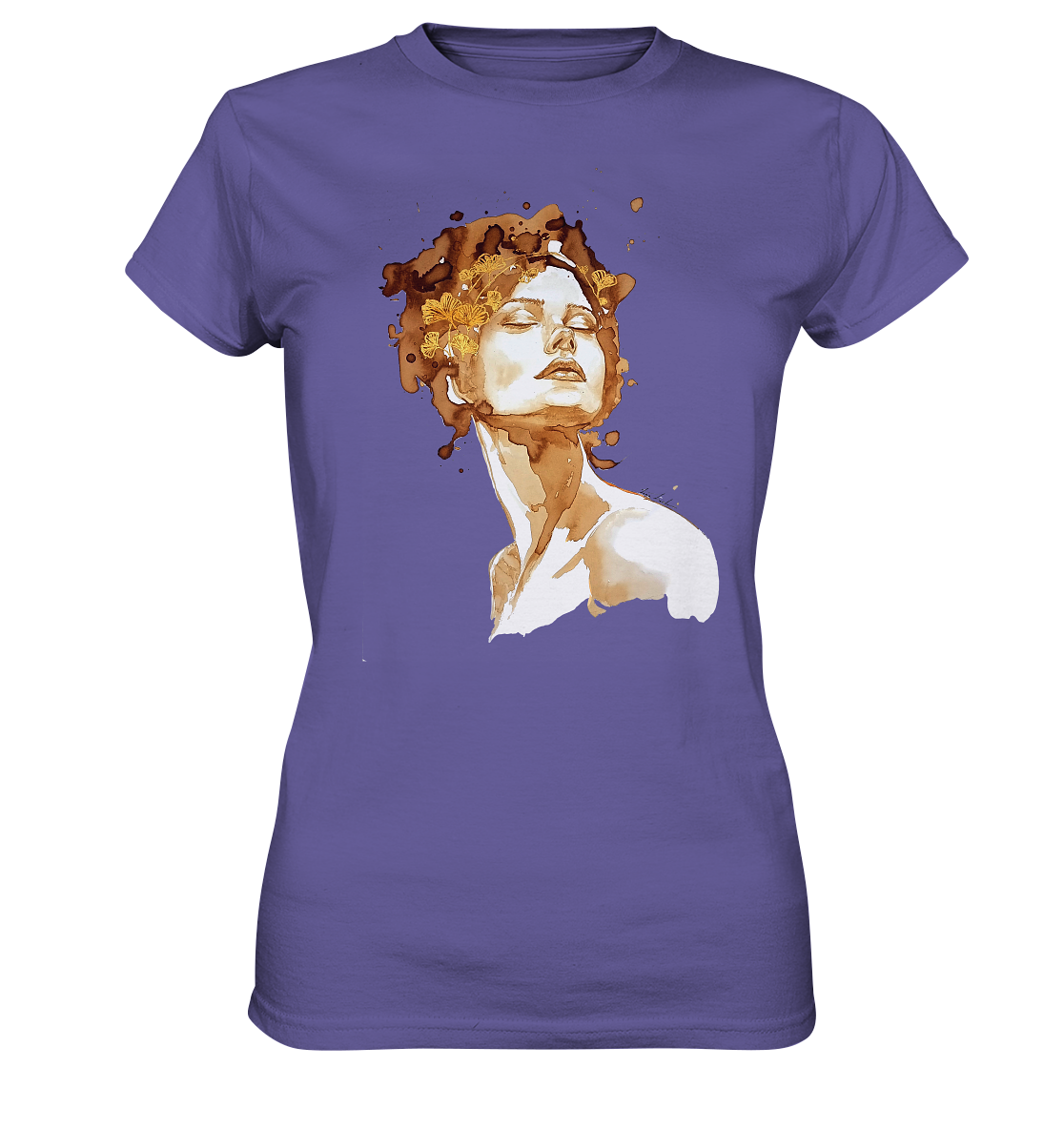 Kaffeemotiv Portrait mit Ginko - Ladies Premium Shirt