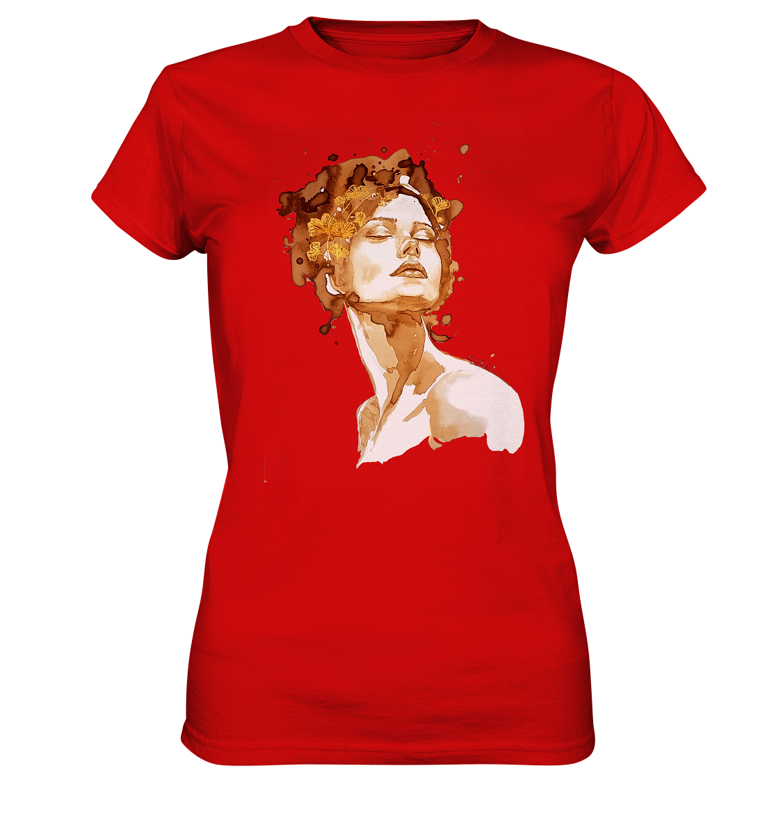 Kaffeemotiv Portrait mit Ginko - Ladies Premium Shirt