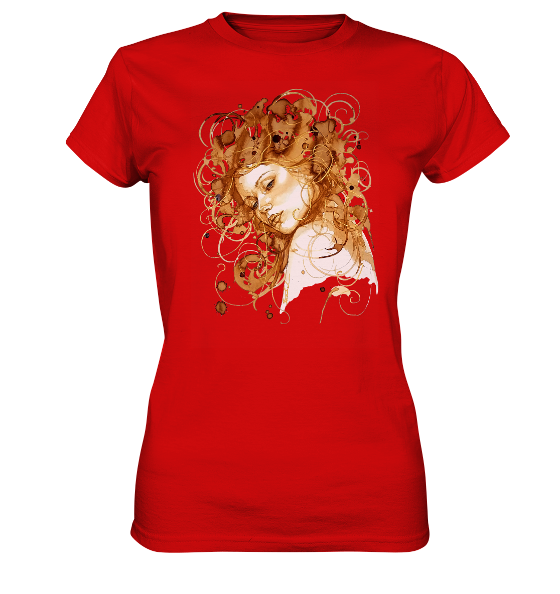 Kaffeemotiv Portrait mit goldenen Haaren - Ladies Premium Shirt