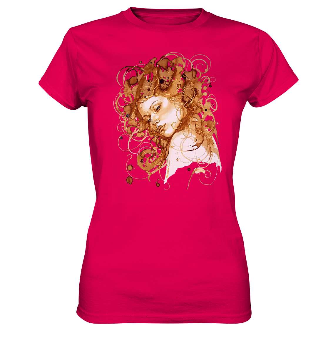 Kaffeemotiv Portrait mit goldenen Haaren - Ladies Premium Shirt