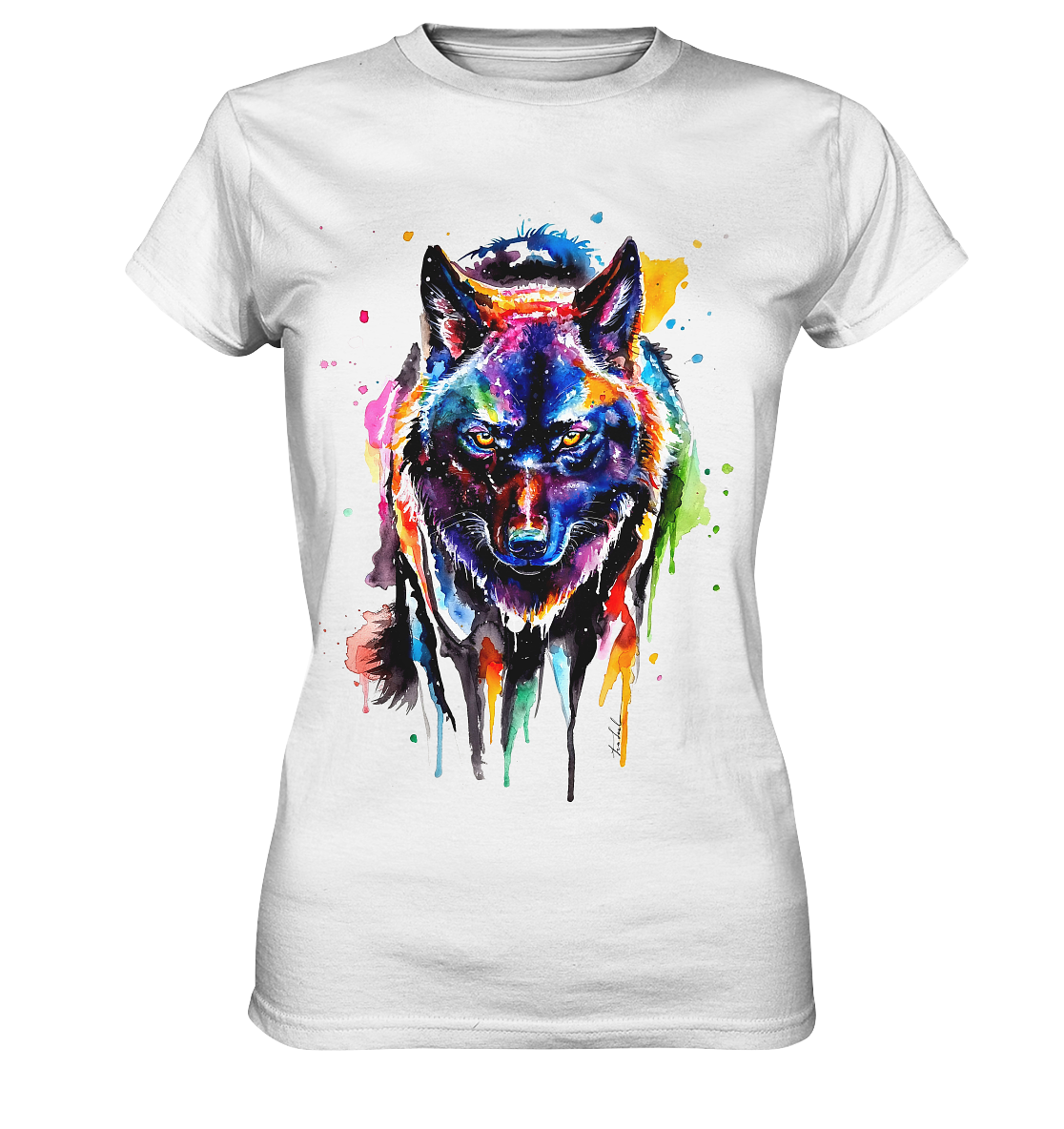 Bunter schwarzer Wolf - Ladies Premium Shirt