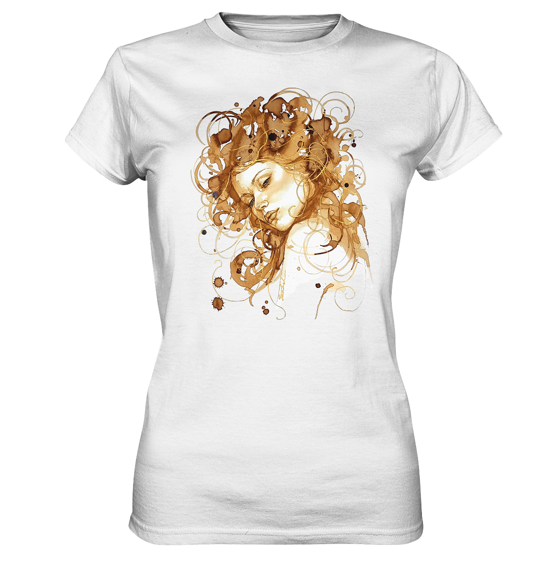 Kaffeemotiv Portrait mit goldenen Haaren - Ladies Premium Shirt