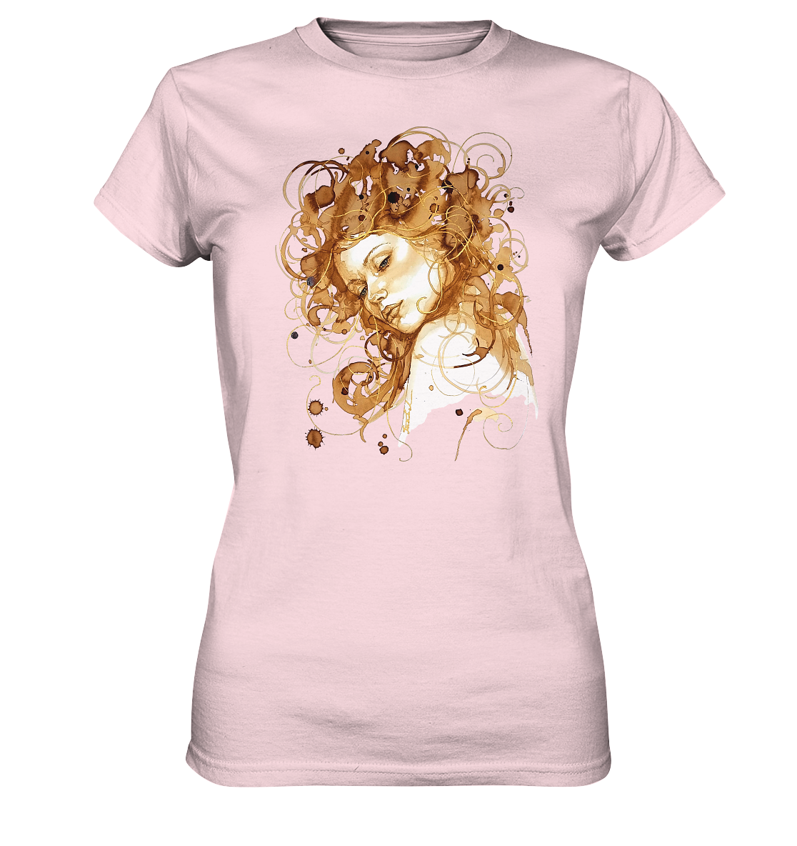 Kaffeemotiv Portrait mit goldenen Haaren - Ladies Premium Shirt