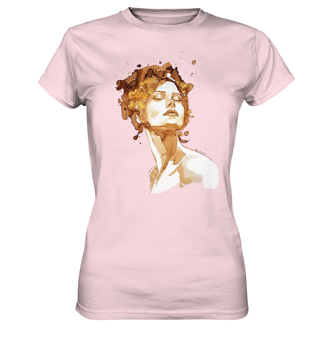Kaffeemotiv Portrait mit Ginko - Ladies Premium Shirt
