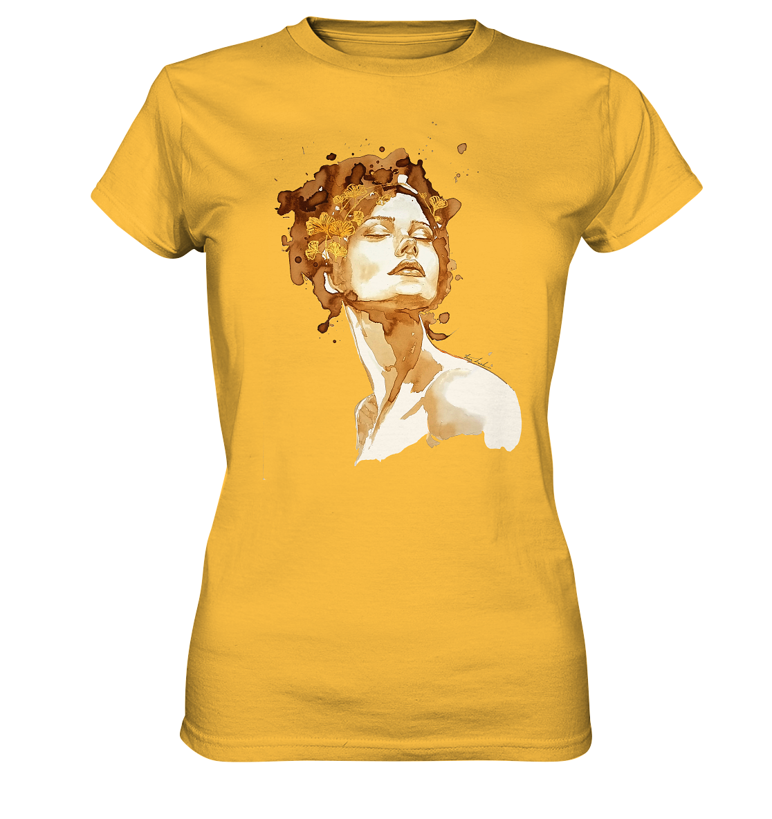 Kaffeemotiv Portrait mit Ginko - Ladies Premium Shirt