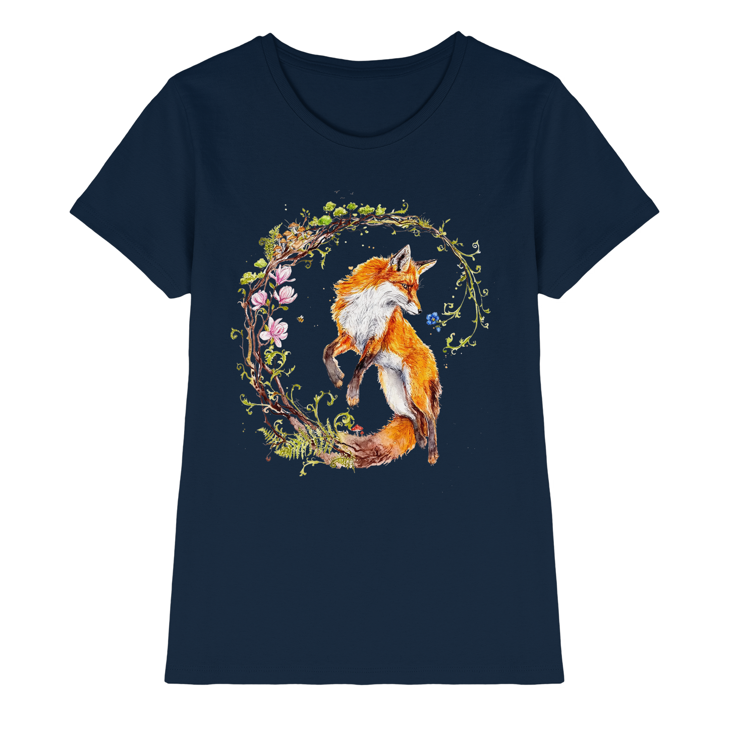 Fuchs mit Rankenillustration - Ladies Premium Shirt