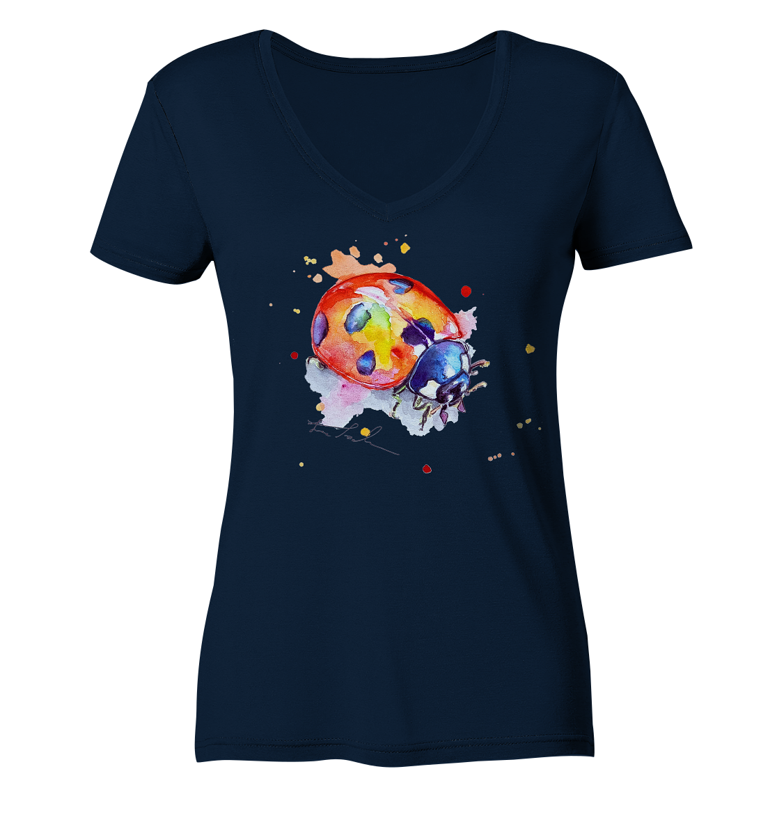 Bunter Marienkäfer - Ladies V-Neck Shirt