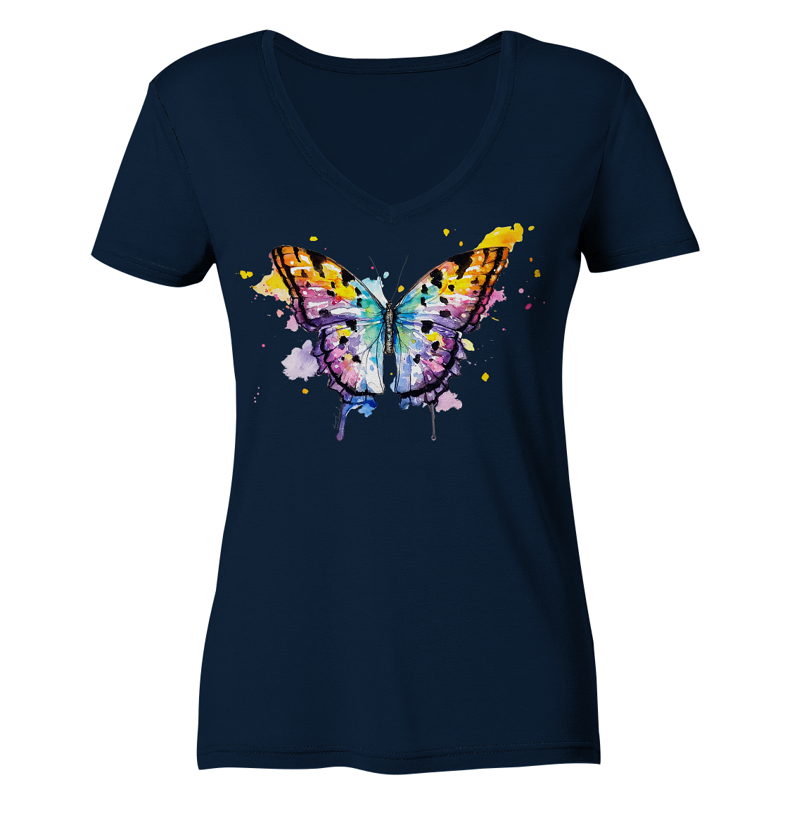 Bunter Schmetterling - Ladies V-Neck Shirt