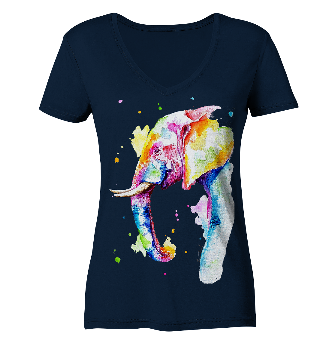 Bunter Elefant - Ladies V-Neck Shirt