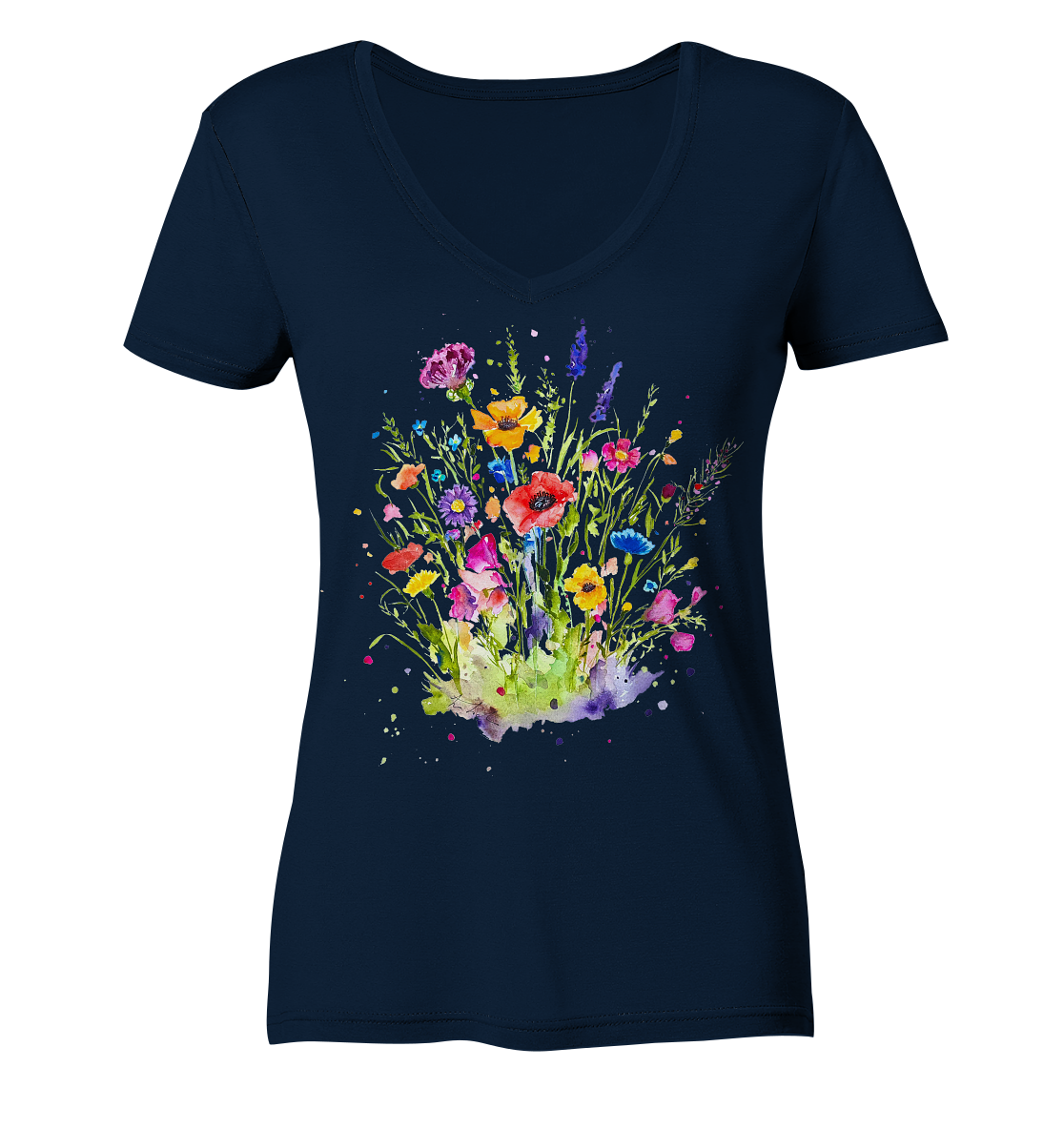 Wildblumen in Aquarell - Ladies V-Neck Shirt