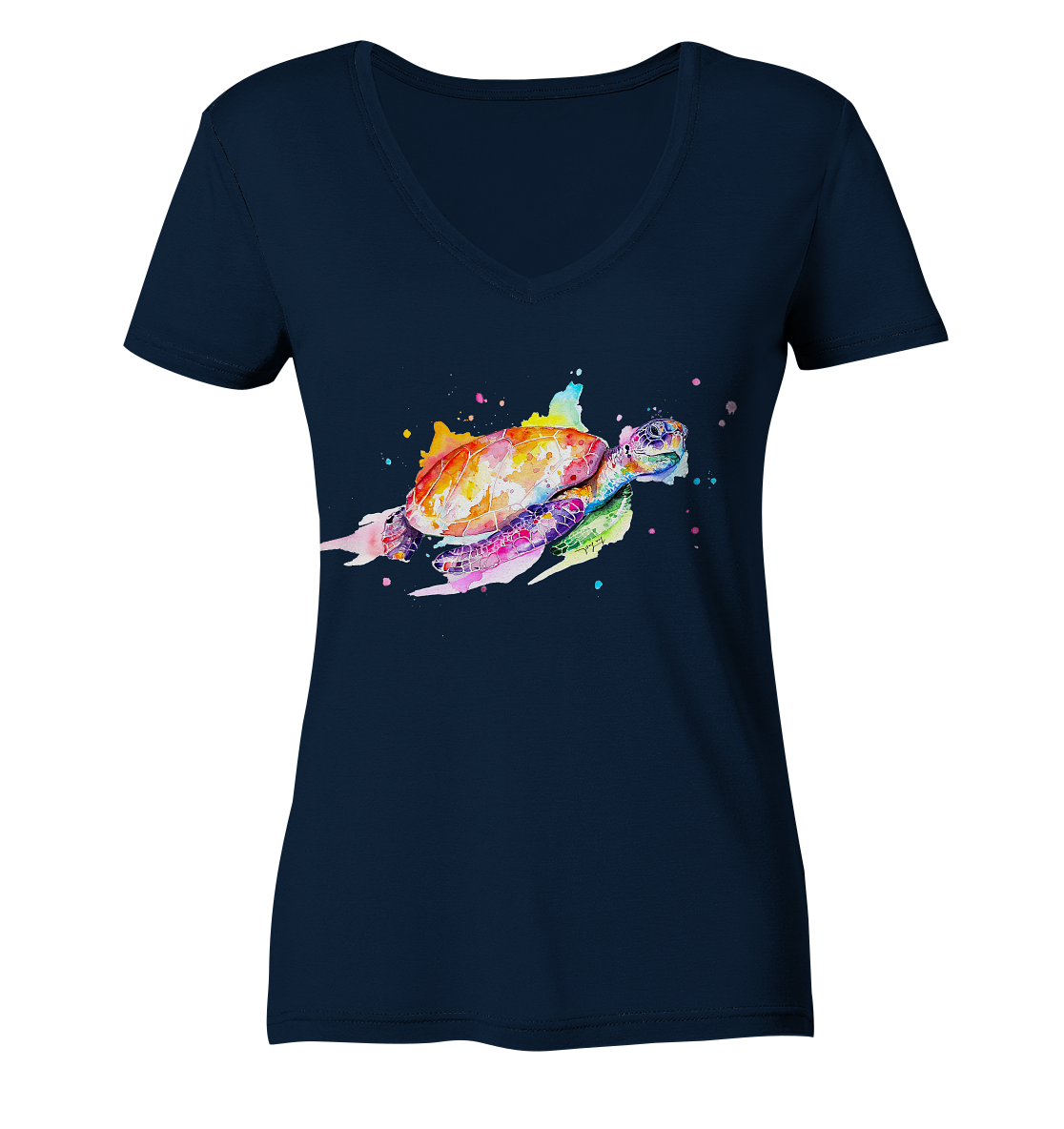 Bunte Meeresschildkröte - Ladies V-Neck Shirt