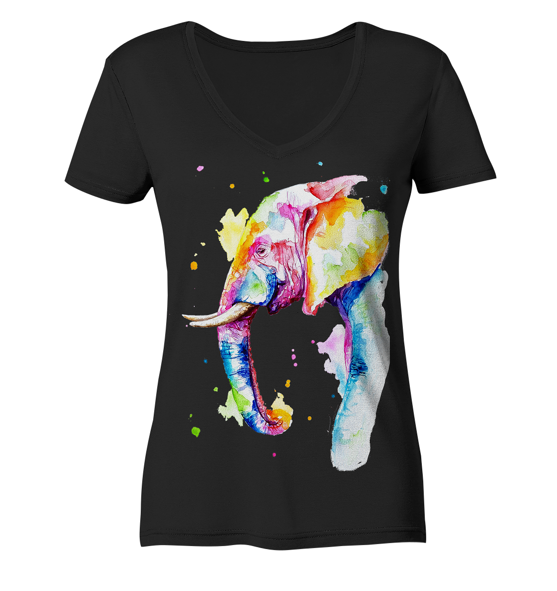 Bunter Elefant - Ladies V-Neck Shirt