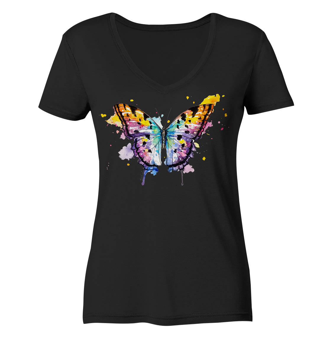 Bunter Schmetterling - Ladies V-Neck Shirt