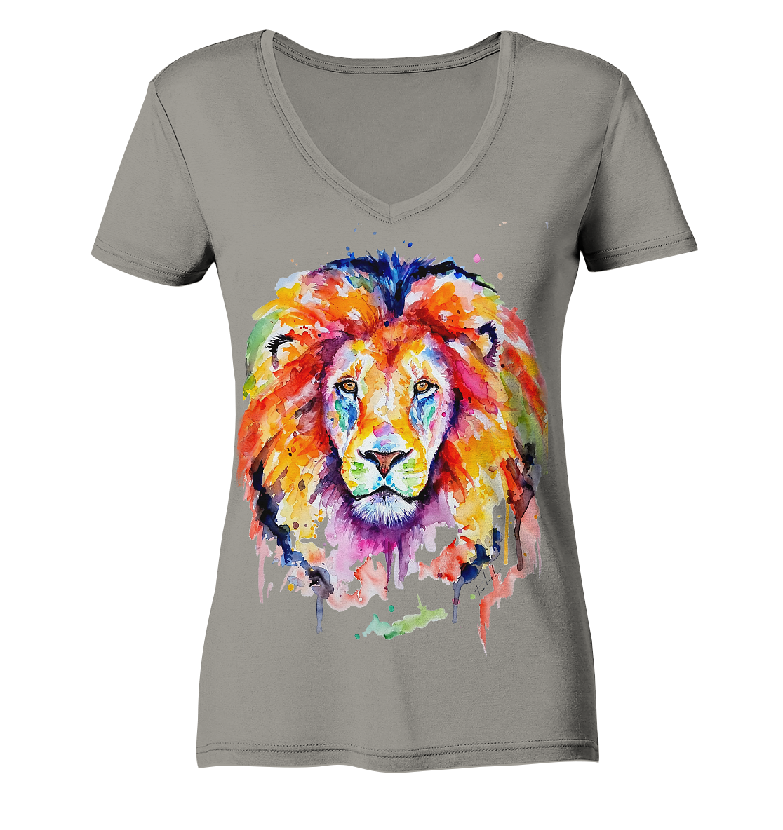 Bunter Löwe - Ladies V-Neck Shirt