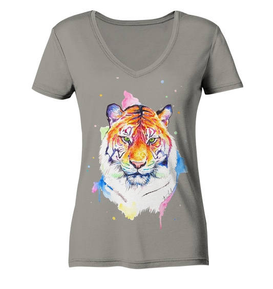 Bunter Tiger - Ladies V-Neck Shirt