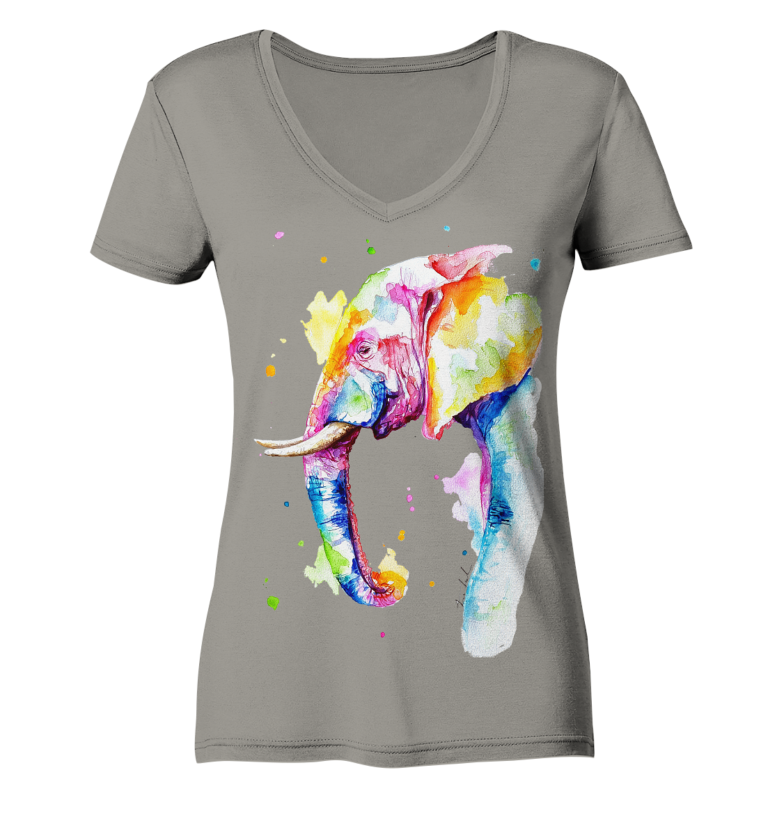 Bunter Elefant - Ladies V-Neck Shirt