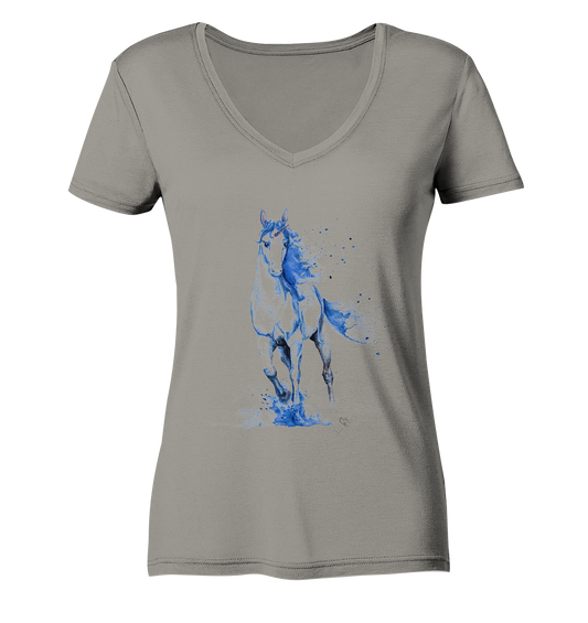 Blaues Einhorn - Ladies V-Neck Shirt
