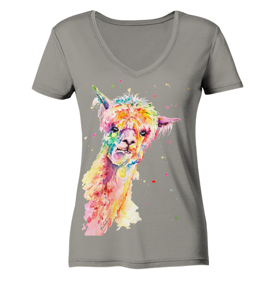 Lustiges Alpaka - Ladies V-Neck Shirt