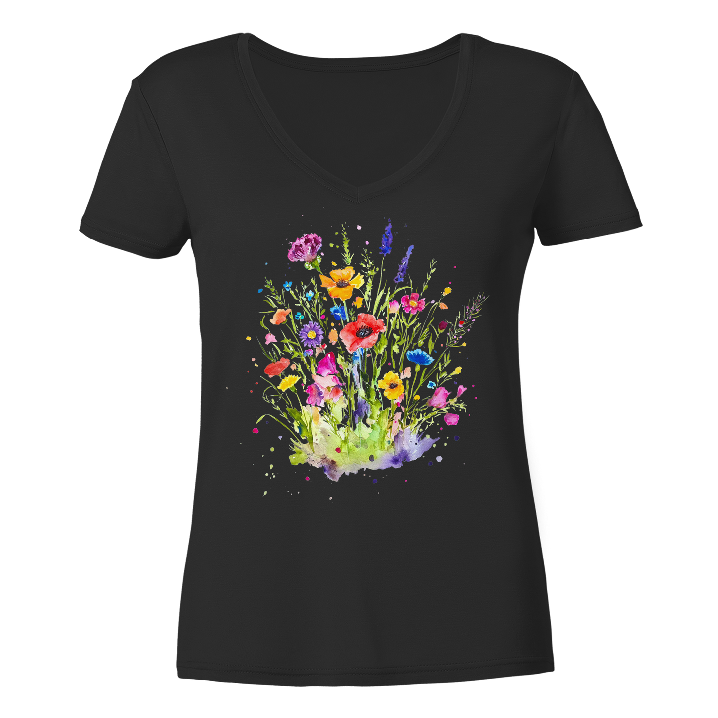 Wildblumen in Aquarell - Ladies V-Neck Shirt