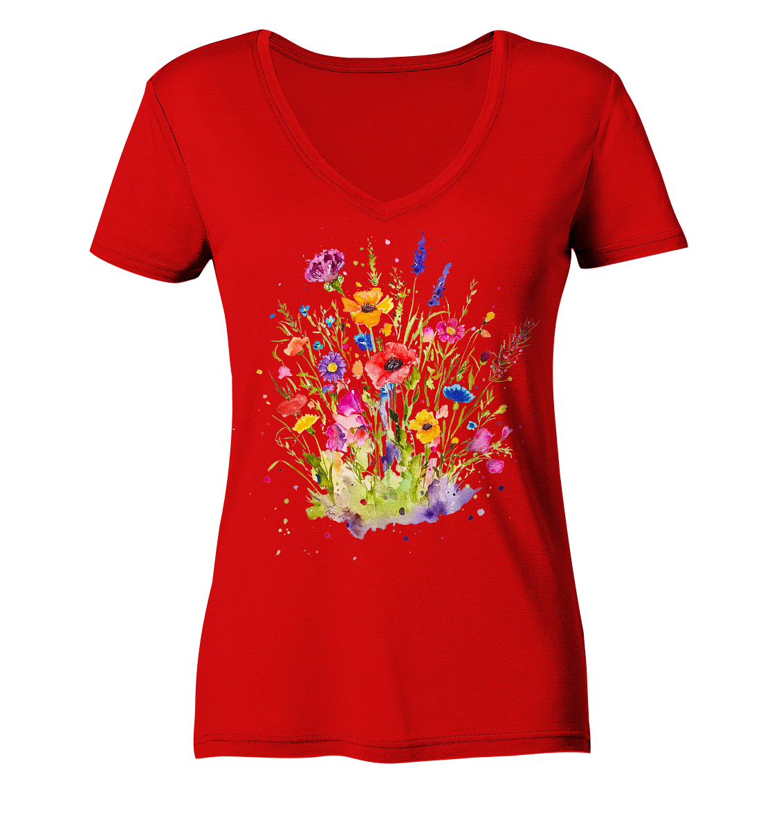 Wildblumen in Aquarell - Ladies V-Neck Shirt