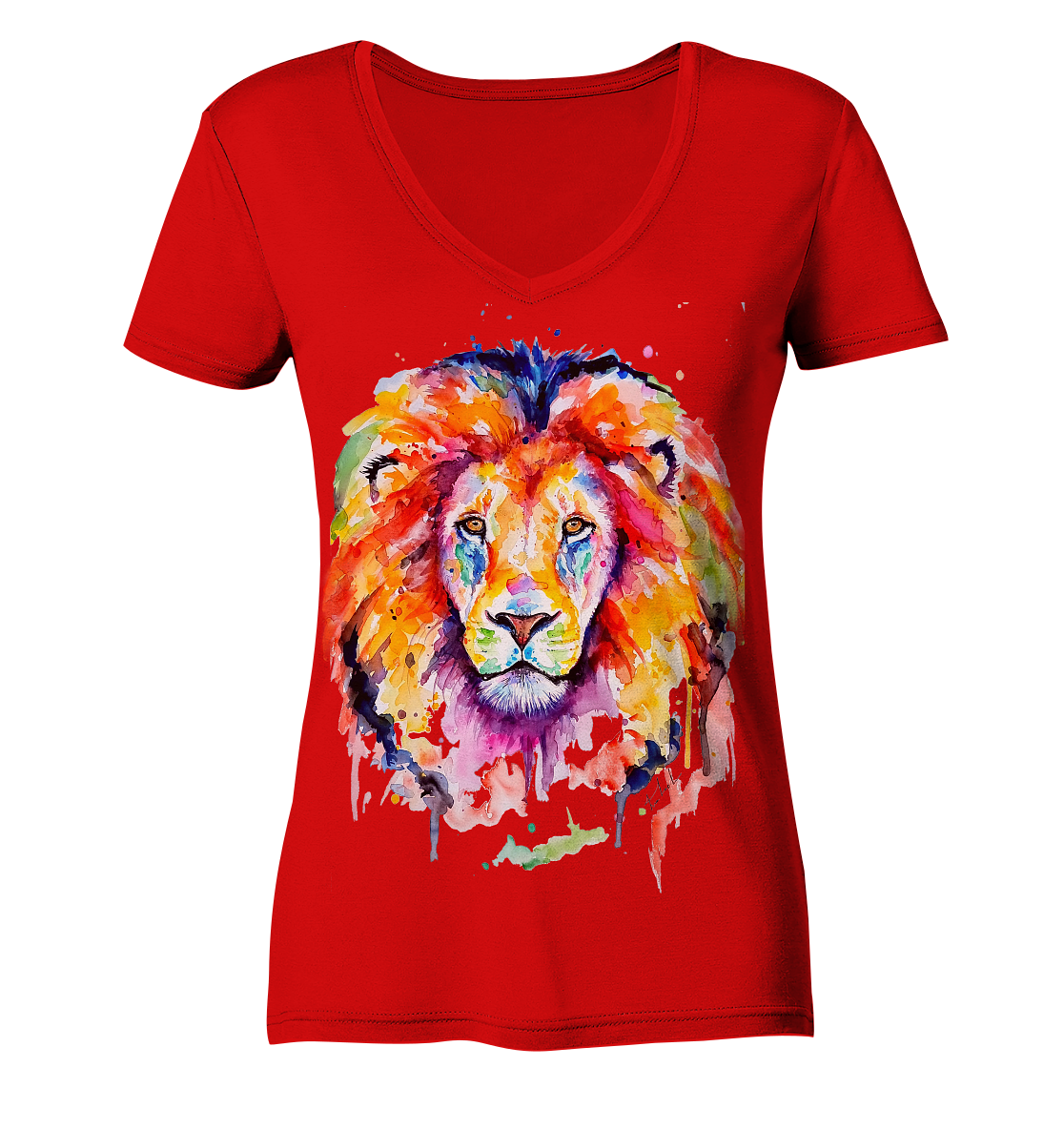 Bunter Löwe - Ladies V-Neck Shirt