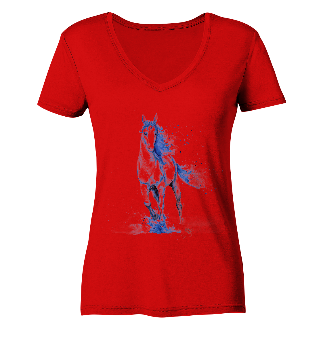 Blaues Einhorn - Ladies V-Neck Shirt