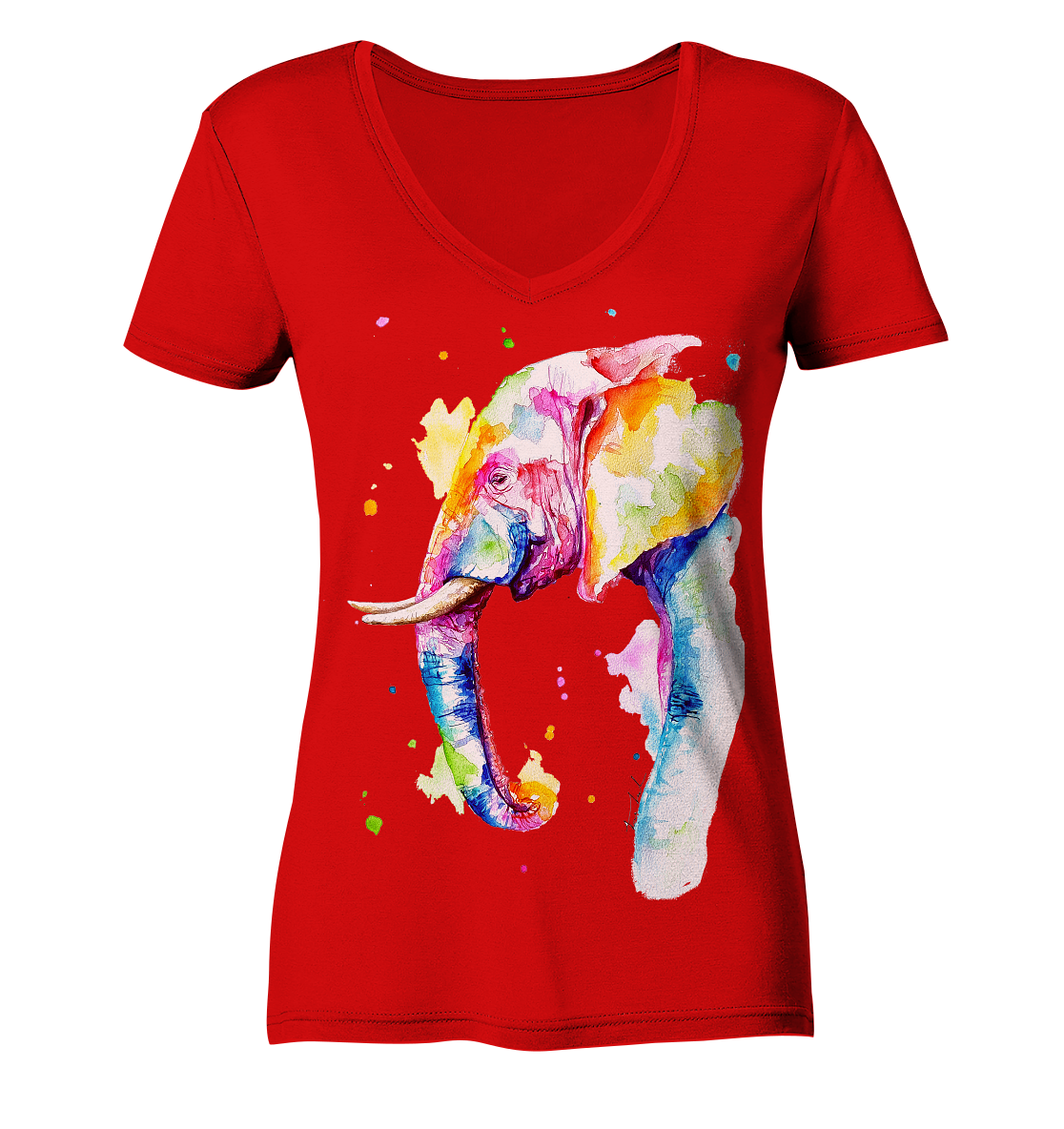 Bunter Elefant - Ladies V-Neck Shirt