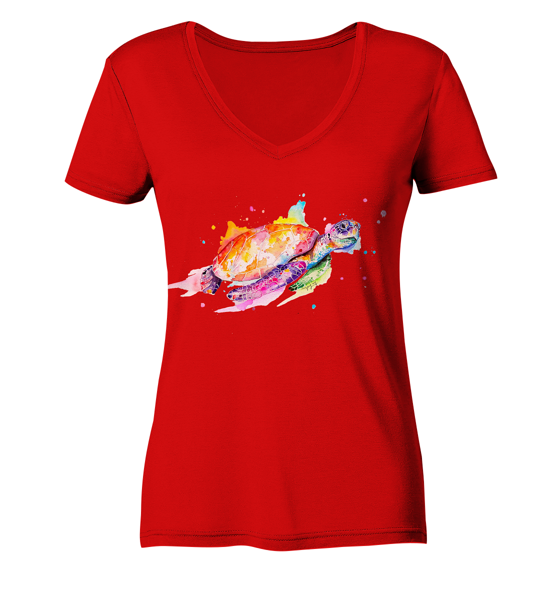 Bunte Meeresschildkröte - Ladies V-Neck Shirt