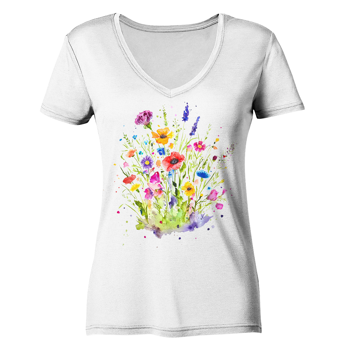 Wildblumen in Aquarell - Ladies V-Neck Shirt